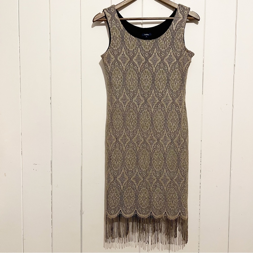 Reitmans Champange Fringe Dress. Size 7.